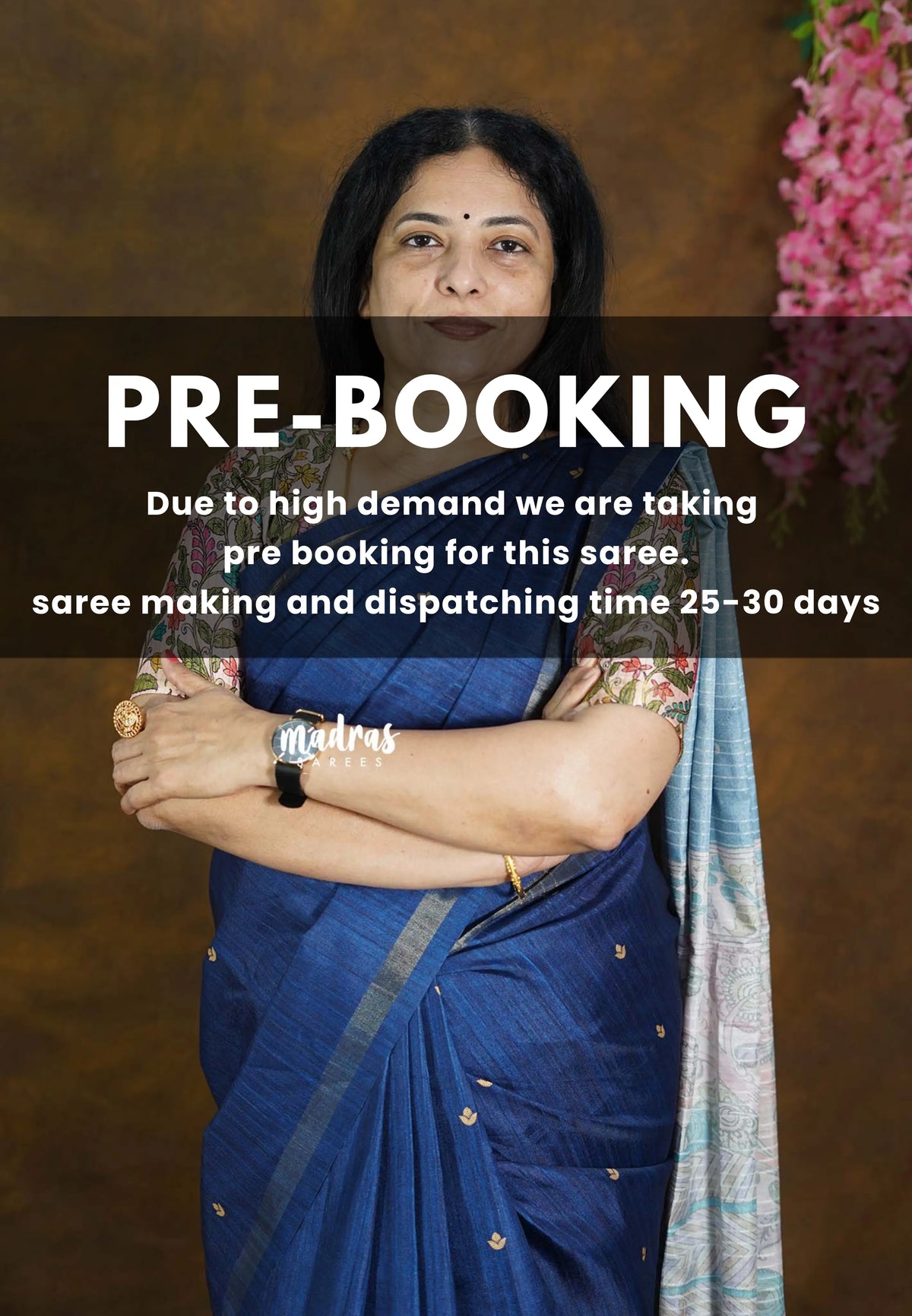 (PRE-BOOKING) Nightfall Blue - Neelambari  - Semi Tussar Saree Tiny Border with kalamkari pallu and blouse - Perfect for Festive Wear