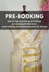 (PRE-BOOKING) Sandal Gold - Vani Bhojan - Soft Tissue khadi - Perfect for Haldi / Mehendi / Reception