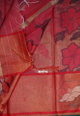 Creamy Green - Chandrika - Ikkat Pochampally Cotton Silk with Tissue border - Best for Pooja Function