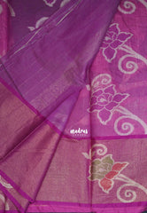 Rose Pink - Chandrika - Ikkat Pochampally Cotton Silk with Tissue border - Best for Pooja Function