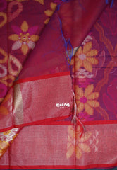 MS Amma Blue - Chandrika - Ikkat Pochampally Cotton Silk with Tissue border - Best for Pooja Function