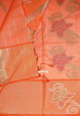 Creamy Pink - Chandrika - Ikkat Pochampally Cotton Silk with Tissue border - Best for Pooja Function