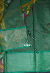Crimson Red - Chandrika - Ikkat Pochampally Cotton Silk with Tissue border - Best for Pooja Function