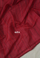 Crimson Red with Lace - Pragathi - Linen Cotton Saree with Ajrakh Pallu and Blouse - Best for Office Wear | Casual Wear