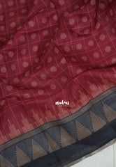 Majestic Maroon - Pragathi - Linen Cotton Saree with Checks and Buttas Prints - Perfect for Office Wear | Casual Wear
