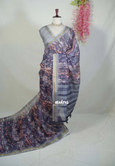 Muted Purple - Pragathi - Linen Cotton Saree with Digital Prints - Perfect for Office Wear | Casual Wear