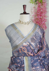 Muted Purple - Pragathi - Linen Cotton Saree with Digital Prints - Perfect for Office Wear | Casual Wear