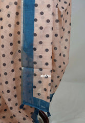 Pastel Peach - Pragathi - Linen Cotton Saree with Polka Dot Prints - Perfect for Office Wear | Summer Wear | Casual Wear