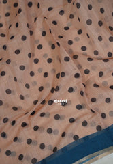 Pastel Peach - Pragathi - Linen Cotton Saree with Polka Dot Prints - Perfect for Office Wear | Summer Wear | Casual Wear