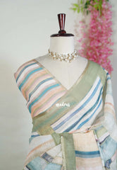 Misty Multicolor  - Pragathi - Linen Cotton Saree with Digital Prints - Perfect for Office Wear | Casual Wear