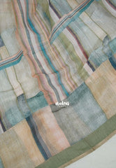 Misty Multicolor  - Pragathi - Linen Cotton Saree with Digital Prints - Perfect for Office Wear | Casual Wear