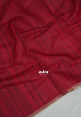 crimson red - Pragathi - Linen Cotton Saree with Ajrakh Pallu and Blouse - Best for Office Wear | Casual Wear