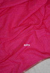 Candy Pink - Pragathi - Linen Cotton Saree Plain with Floral Prints Blouse - Perfect for Office Wear | Summer wear | Casual Wear