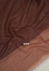 Biscut Brown - Pragathi - Linen Cotton Saree Checks with Contrast Pallu and Blouse - Perfect for Office Wear | Summer wear | Casual Wear