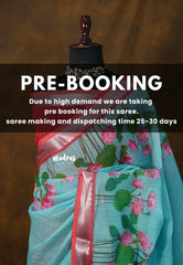 (PRE-BOOKING) Sky Spark - Linen Cotton with Divine Lotus Border with Mangalgiri Border - Best for Small Functions