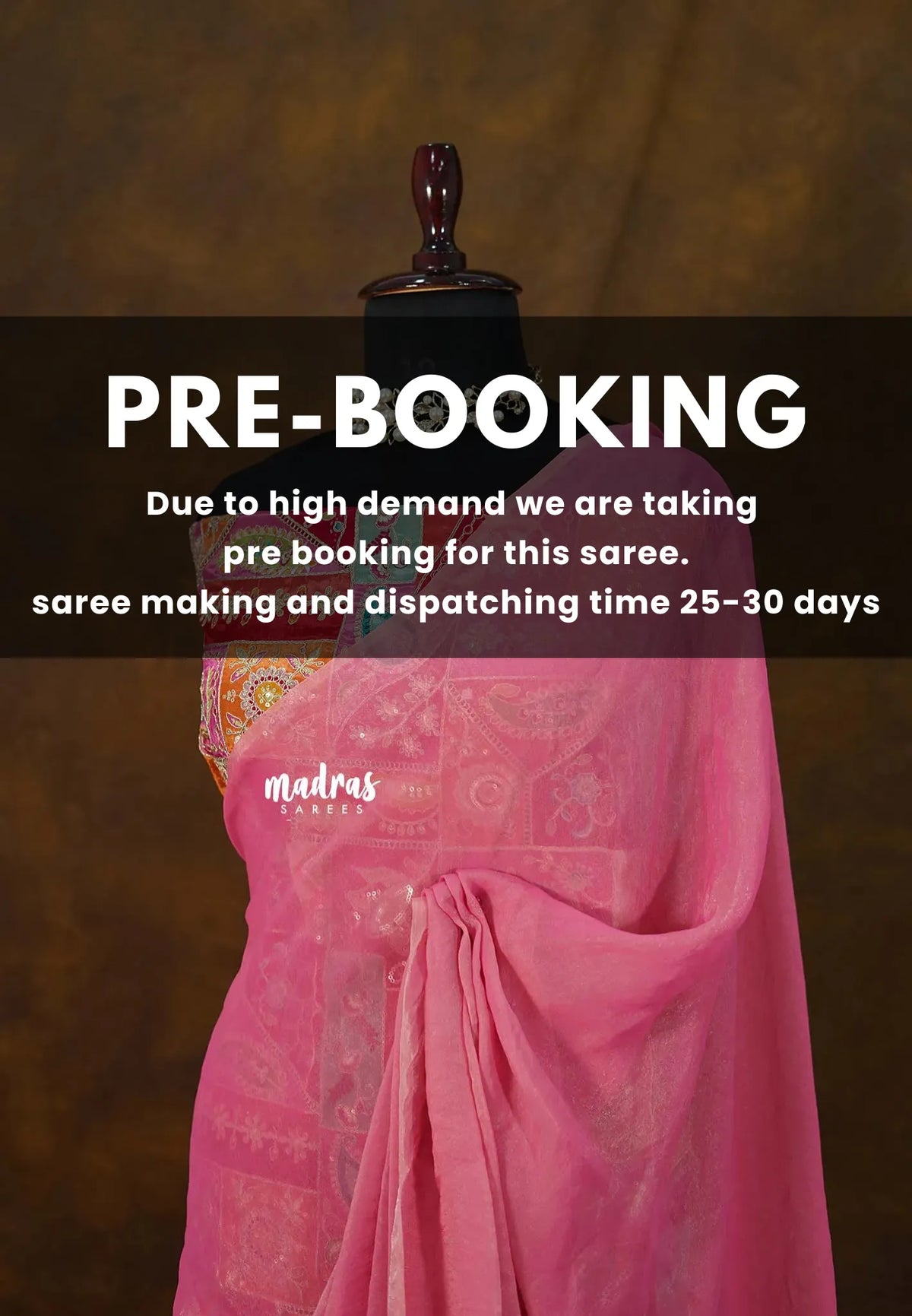 (PRE-BOOKING) Rosy Cloud Pink - Space Silk Saree with Designer Work Blouse - Best for Haldi or Mehendi