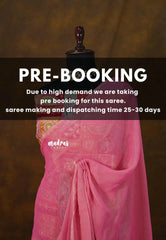 (PRE-BOOKING) Rosy Cloud Pink - Space Silk Saree with Designer Work Blouse - Best for Haldi or Mehendi
