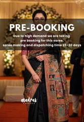 (PRE-BOOKING) Nightfall Black - Sowbhagya – Precision Weaving Pure Mulberry Silk with Contrast Attractive Blouse - Perfect for Functions