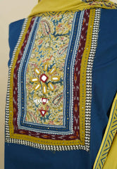 Amitha – Peacock Blue Pre-washed pure cotton with kalamakri mirror yoke salwar set