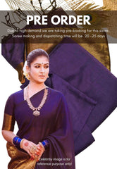 Nayanthara award saree Tissue zari pallu Purple with full gold blouse - Mookuthi Amman saree