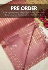 Narmada - Organza Tissue with stripes zari weaving body - Nayanthara Inspired - Onion pink