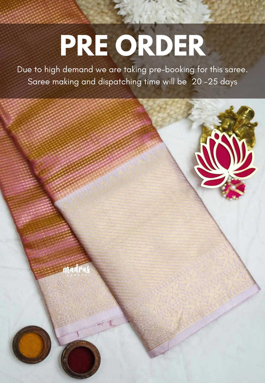 Kushboo -  Banarasi Tissue silk saree Dual shade - Reddish Pink