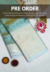 Kushboo -  Banarasi Tissue silk saree Dual shade - Aqua Blue