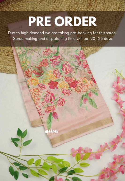 Alia bhatt silk linen saree baby pink