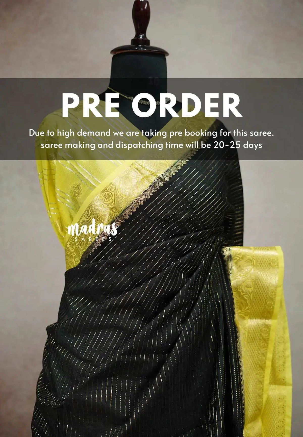 (Pre-Booking) Black - Banarasi soft katan silk zari lines weaving with designer blouse - Durga