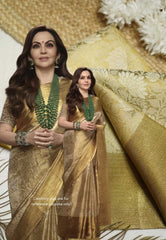 Nita Ambani inspired Antique Golden Soft Tissue silk saree