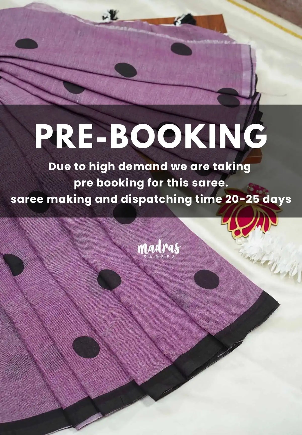 (PRE-BOOKING) Onion purple - Polka dots soft Khadi saree