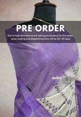 (PRE-BOOKING) Sithara - Semi Tussar saree with gicha texture small embroidery - Purple with jute