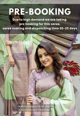 (PRE-BOOKING) Mint Melody - Trisha Inspired Thendral Soft Kanchi semi silk with big Zari Border