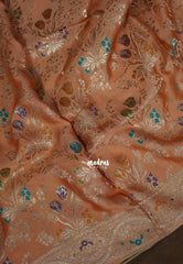 Rustic Peach - Sowbhagya – Precision Weaving Pure Mulberry Silk with Contrast Blouse - Perfect for Functions
