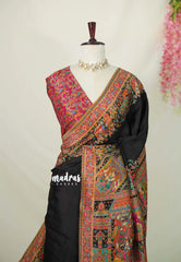 Nightfall Black - Sowbhagya – Precision Weaving Pure Mulberry Silk with Contrast Attractive Blouse - Perfect for Functions