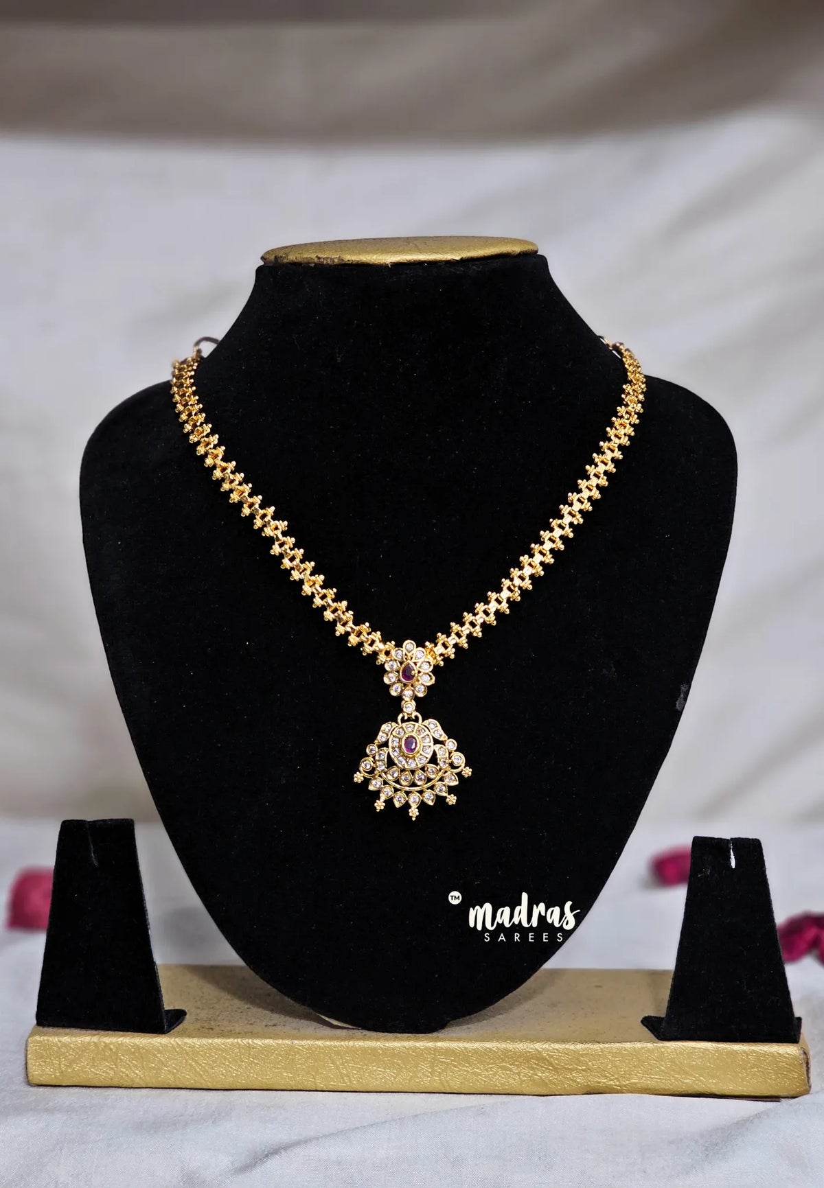 Premium 1 Gram Gold polish AD Stone Trendy Attigai Necklace