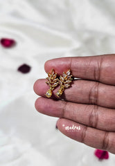 Premium 1 Gram Gold polish AD Stone Trendy White Leaf Design Stud