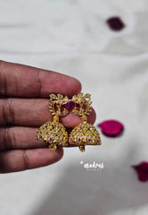 Premium 1 Gram Gold polish AD Stone Trendy Peacock Jhumka Earrings