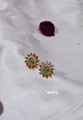 Premium 1 Gram Gold polish AD Stone Trendy Ruby Green Stud