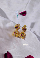 Premium 1 Gram Gold polish AD Stone Trendy Temple Jhumka Earrings