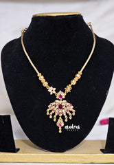 Premium 1 Gram Gold polish AD Stone Trendy Traditional Pendant Necklace