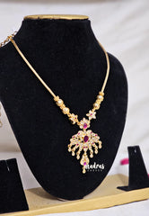 Premium 1 Gram Gold polish AD Stone Trendy Traditional Pendant Necklace