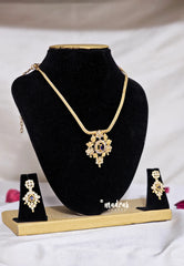 Premium 1 Gram Gold polish AD Stone Trendy Unique violet Pendant Necklace with Earrings