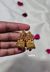 Premium 1 Gram Gold polish Trendy Traditional Temple Jhumka Earrings