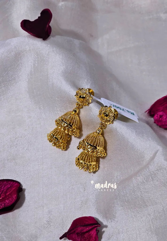 Premium 1 Gram Gold polish Trendy Traditional Jhumka Earrings