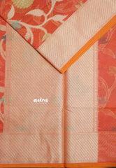 Peach Orange - Soft Premium Banarasi Jamdani Cotton Saree - Best for Elegant Style