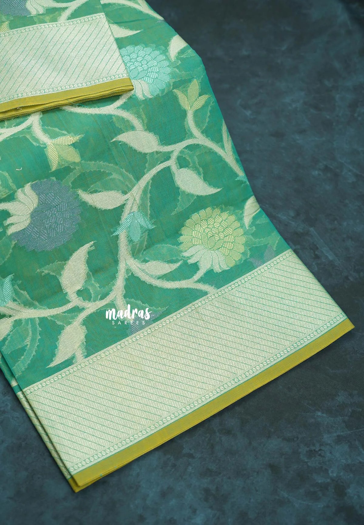 Seafoam Green - Soft Premium Banarasi Jamdani Cotton Saree - Best for Elegant Style