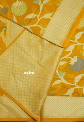Turmeric Yellow - Soft Premium Banarasi Jamdani Cotton Saree - Best for Elegant Style