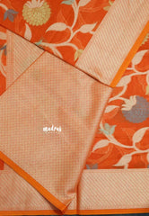 Carrot Orange - Soft Premium Banarasi Jamdani Cotton Saree - Best for Elegant Style