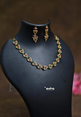 Premium 1 Gram Gold polish AD Stone Trendy Design Necklace with Earrings